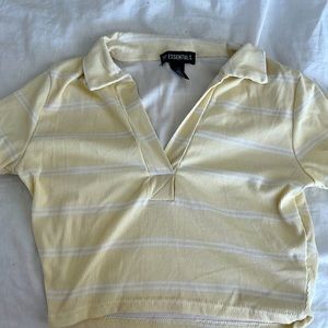 Yellow polo crop top - S
